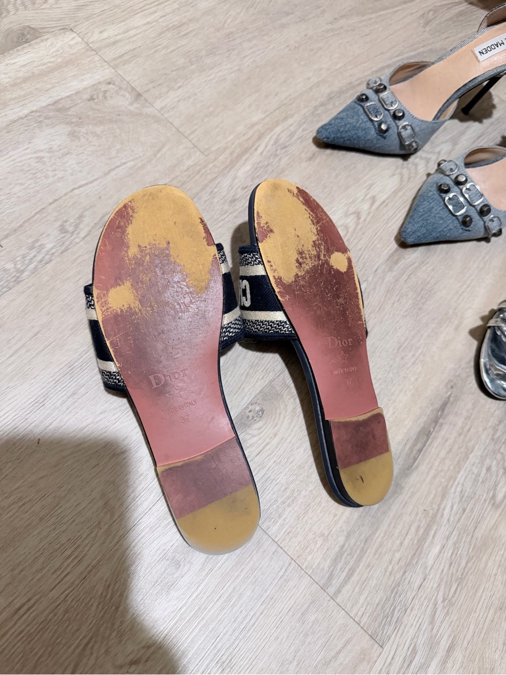 Dior Black and Natural Logo Slide Sandals - Picture 2 of 2